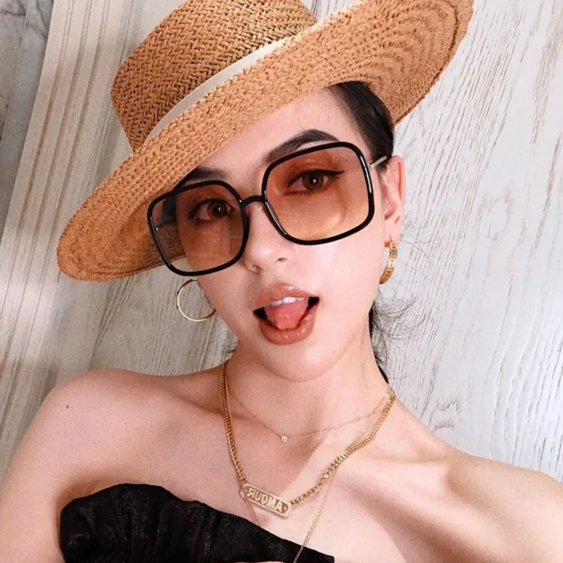 

High Quality Luxury Brand Design SoStellairel Sunglasses Women Big Square Optical Eyeglasses Frames UV400 Glasses With Case