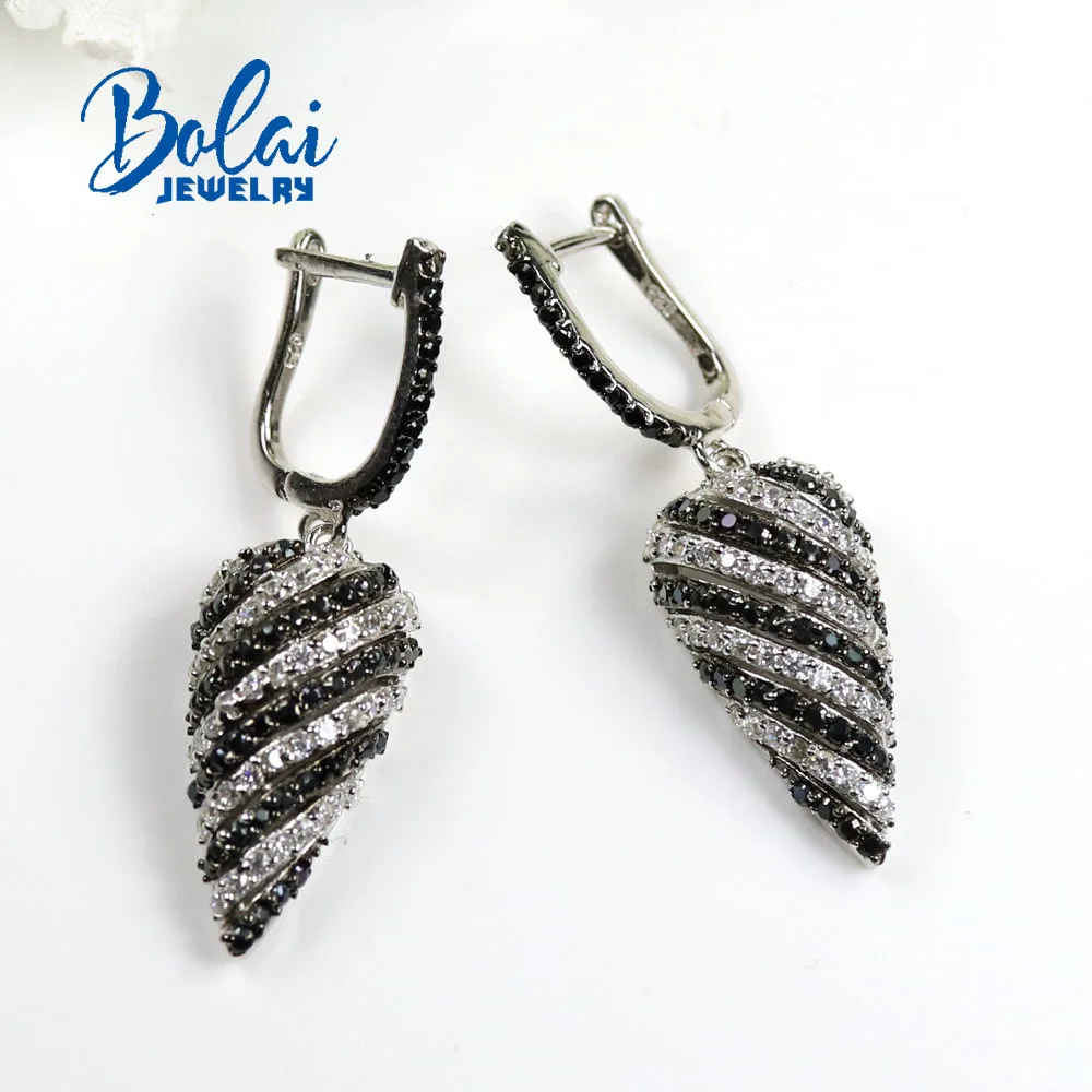 

Natural black Spinel earrings Natural Gemstone 925 Sterling Silver earring Fine Jewelry For Female women Gift 2020 New bolai