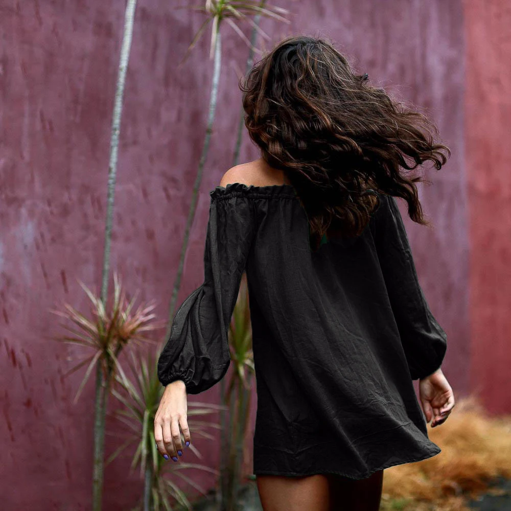 Шифоновая женская одежда на одно плечо летняя пляжная однотонная Свободная