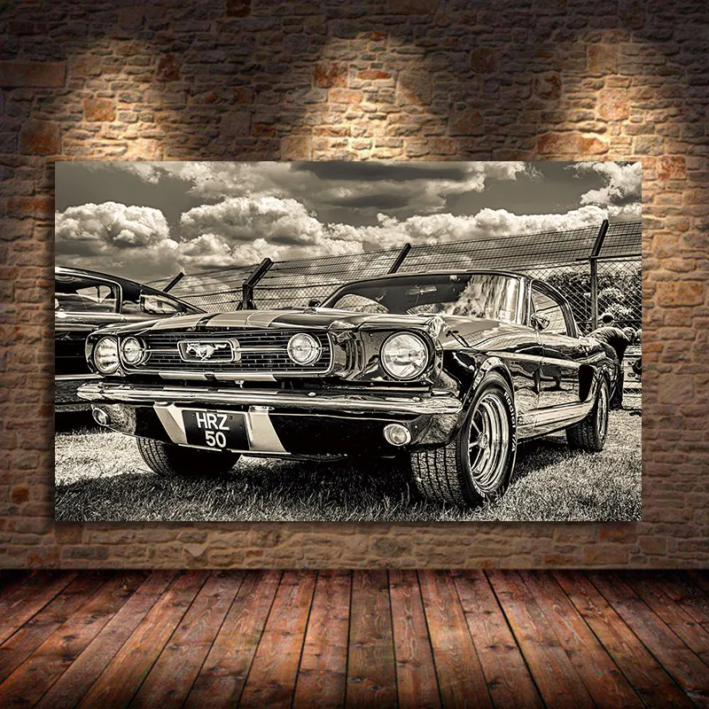 Классический автомобиль Ford Mustang, ретро, Настенный декор, картина на  плакаты и принты, винтажная Роскошная Картина на холсте автомобиля для  гостиной | AliExpress