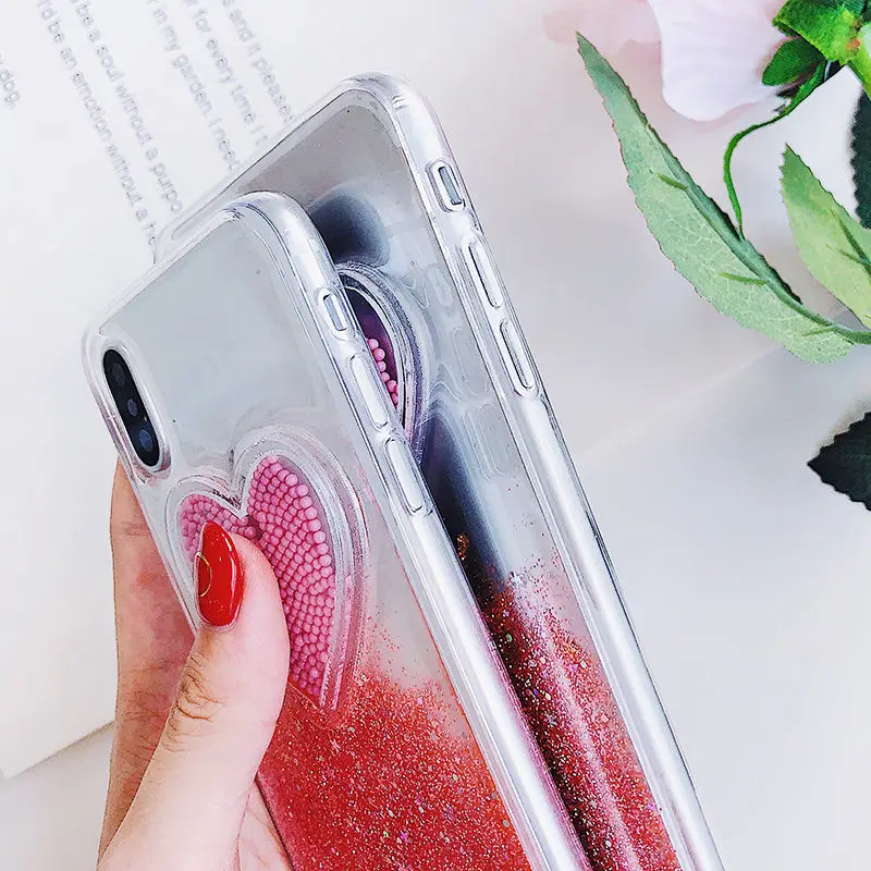 Жидкое Сердце Блеск порошок улыбка лицо облака телефонные чехлы для iPhone X XR XS Max 6 6S 7 8 Plus мороженое мягкая динамическая задняя крышка