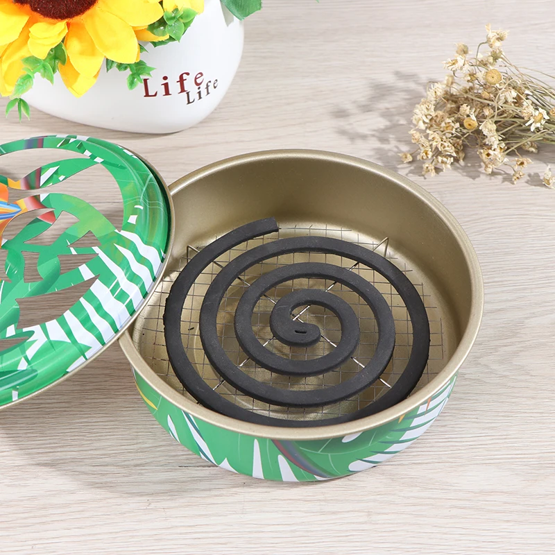 

Stainless Steel Fireproof Mosquit Incense Coil Tray Net Rack Box with Handle