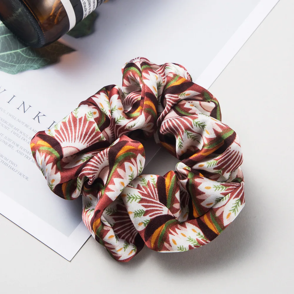 

Women Elegant Print Flower Chiffon Crude Elastic Hair Bands Ponytail Holder Sweet Hair Scrunchie Tie Fashion Hair Accessories