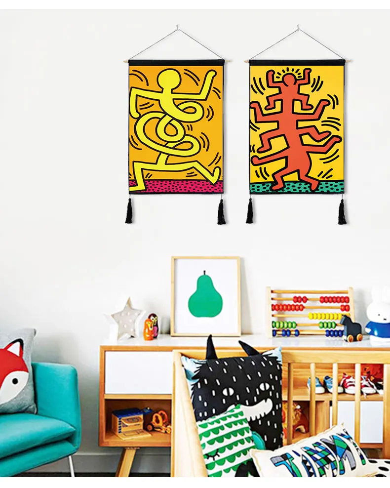 Graffiti background cloth tapestry cotton linen tassel paintings 45*65cm | Дом и сад