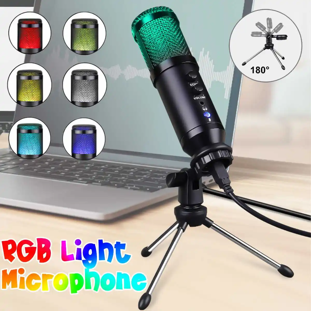 

RGB USB Microphone Stand Gaming Live Streaming Condenser DSP Professional Mute Accurate Pickup For PC Computer Anchor Recording