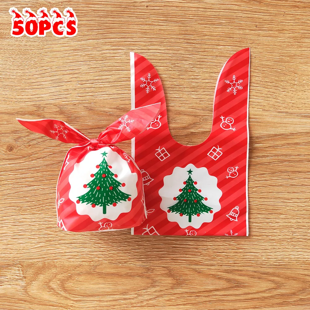 

Set Of 50 Pcs 13.4x22cm Empty Bags Christmas Ear Party Candy Biscuit Sweet Treat Cookie Gift Bags 2021 New