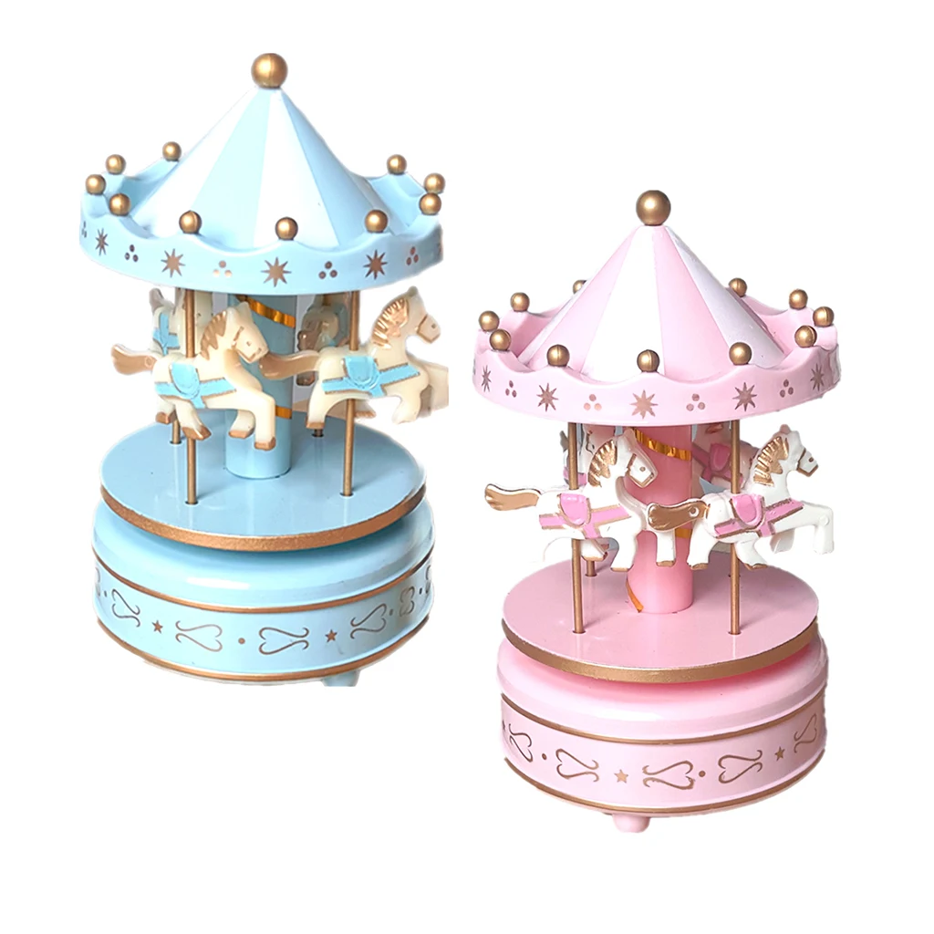 Деревянная лошадь Веселая круглая карусель музыкальные коробки для детей