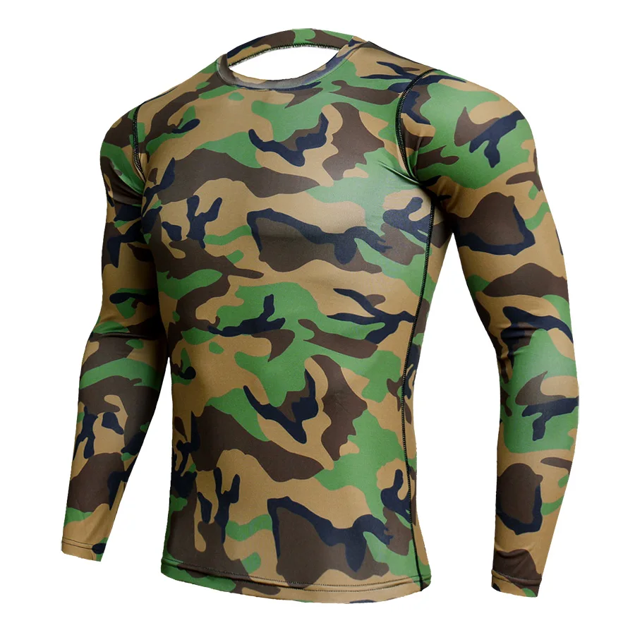 2019 Quick Dry Rashgard Male Gym Crossfit T Shirt Long Sleeve Sport Men Camouflage Fitness Top Training Running | Спорт и