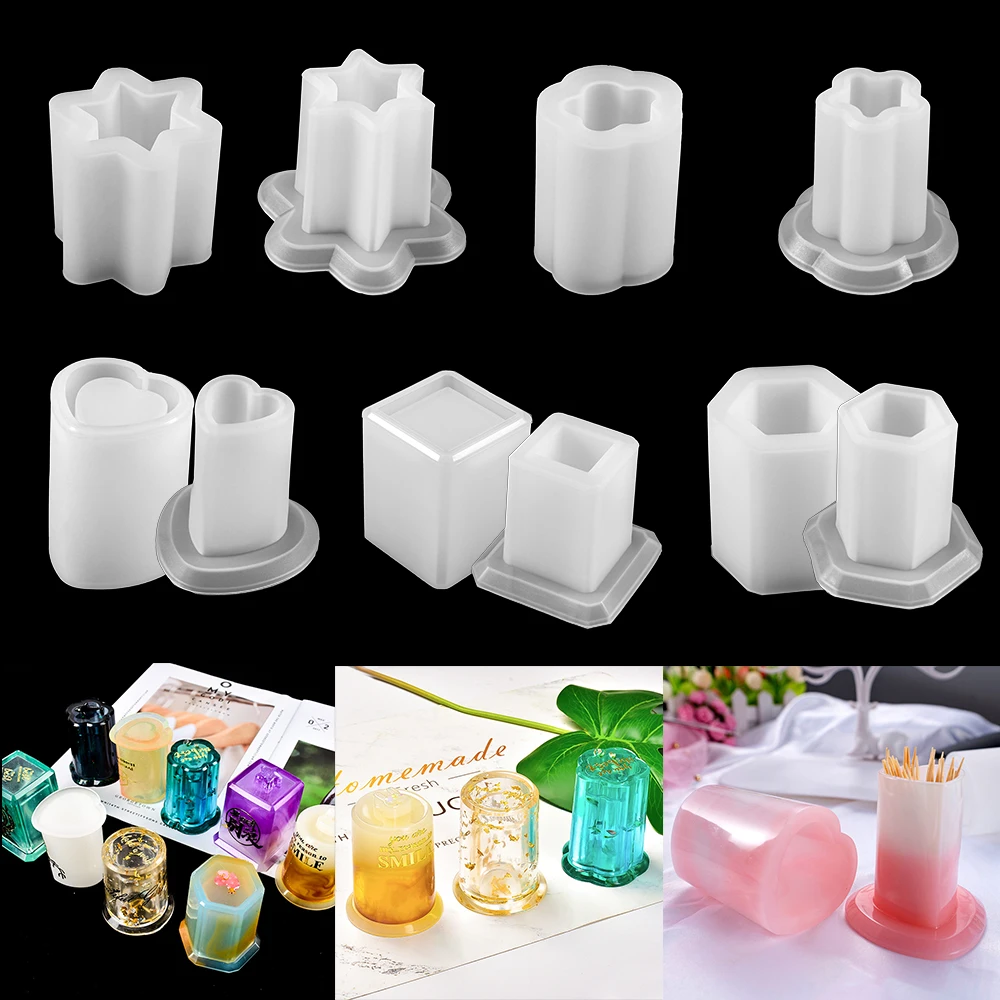 

1set Toothpick Box Round Square Storage Box Mold Crystal Epoxy Silicone Mold Epoxy Resin Molds for DIY Craft Jewelry Making Tool