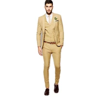 golden men suit slim fit tuxedos custom made new fashion formal business suit mens suit custom size coat pants vest 3 piece