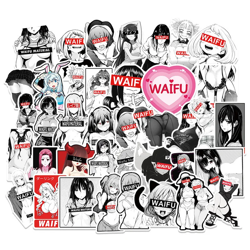 

51 девушка waifu, мультфильм, сексуальные граффити, наклейки, ноутбук, багаж, автомобильные декоративные наклейки