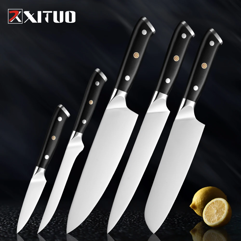 XITUO набор кухонных ножей Супер Немецкий стальной нож шеф повара японский Santoku