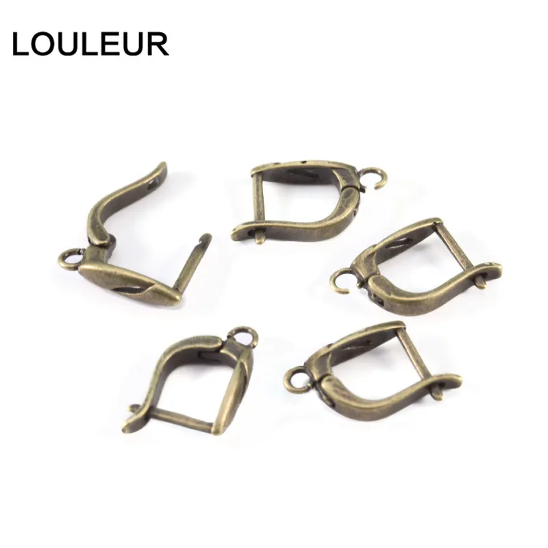 LOULEUR 10 шт. позолоченные серебряные пушки с черным покрытием u-образные крючки для ушей полые крючки Серьги для самодельных ювелирных изделий Аксессуары - Цвет: Ancient cyan