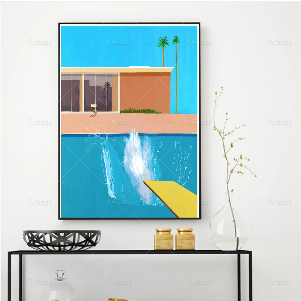 

David Hockney - A bigger splash 1967 Exhibition poster printHockney ArtModern ArtGift idea Wall Art Poster PrintCanvas Painting