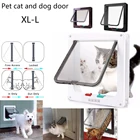 Откидная дверь XL для домашних животных, кошек, собак, с 4-сторонним замком, откидная дверь, водонепроницаемая, подходит для всех мелких домашних животных, дверь из АБС-пластика