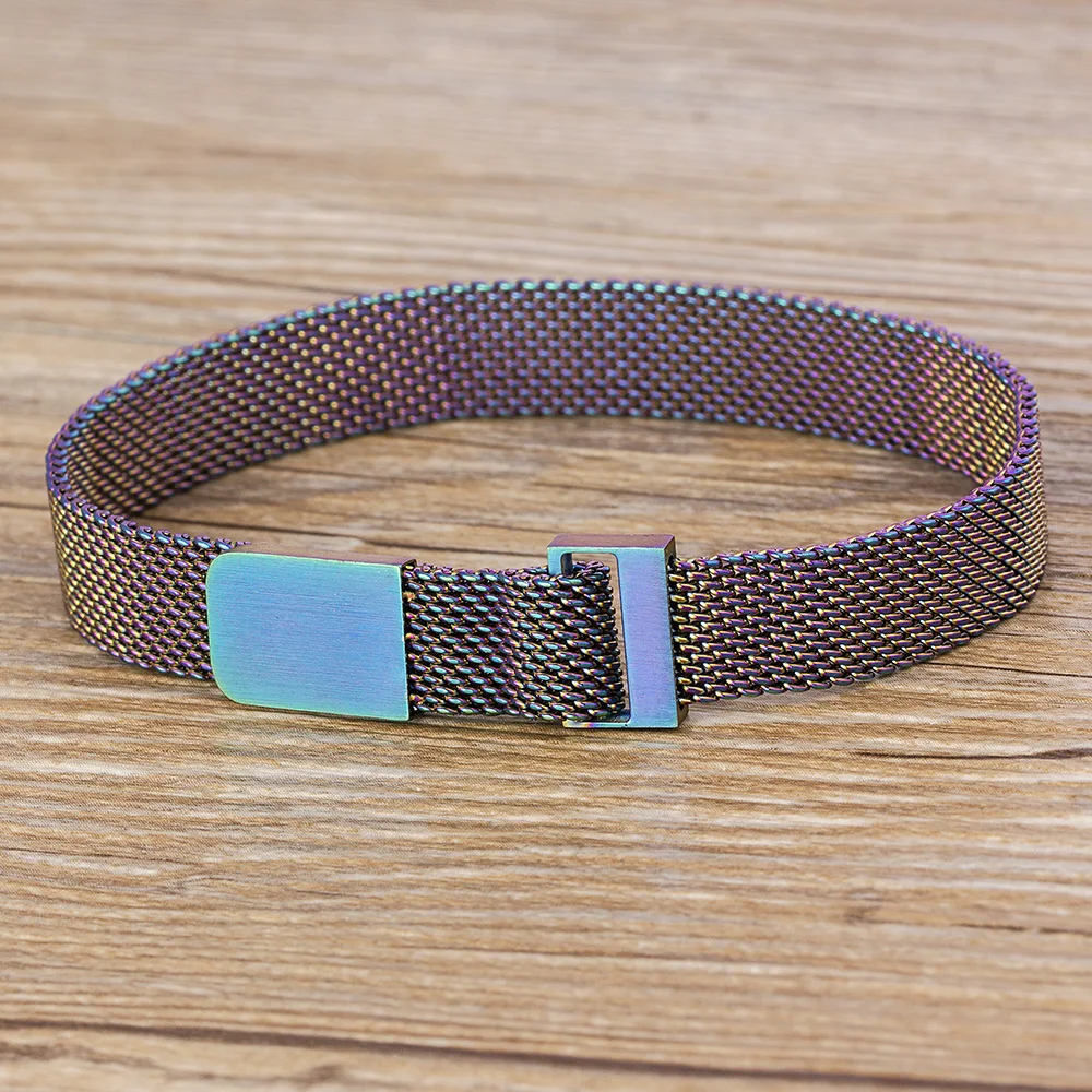 Классический сетчатый Браслет из нержавеющей стали браслет для часов 7 цветов на