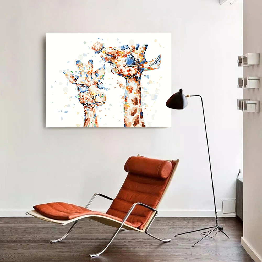 

Painting By Numbers Cute Watercolor Giraffe Head DIY Animal Poster Picture Handmade Wal Art Home Decor Gift for kids Bedroom