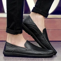plus size mens leather casual shoes flat comfy casual shoes men bean shoes slip on office breathable moccasin shoes for men