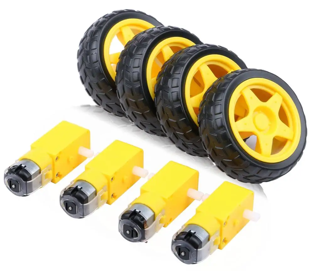 4 шт./лот = 2 шт. двигателя TT + 65 мм колесо фреза 130 с колесом для Arduino Smart Car Robot motor 3 в-6 в