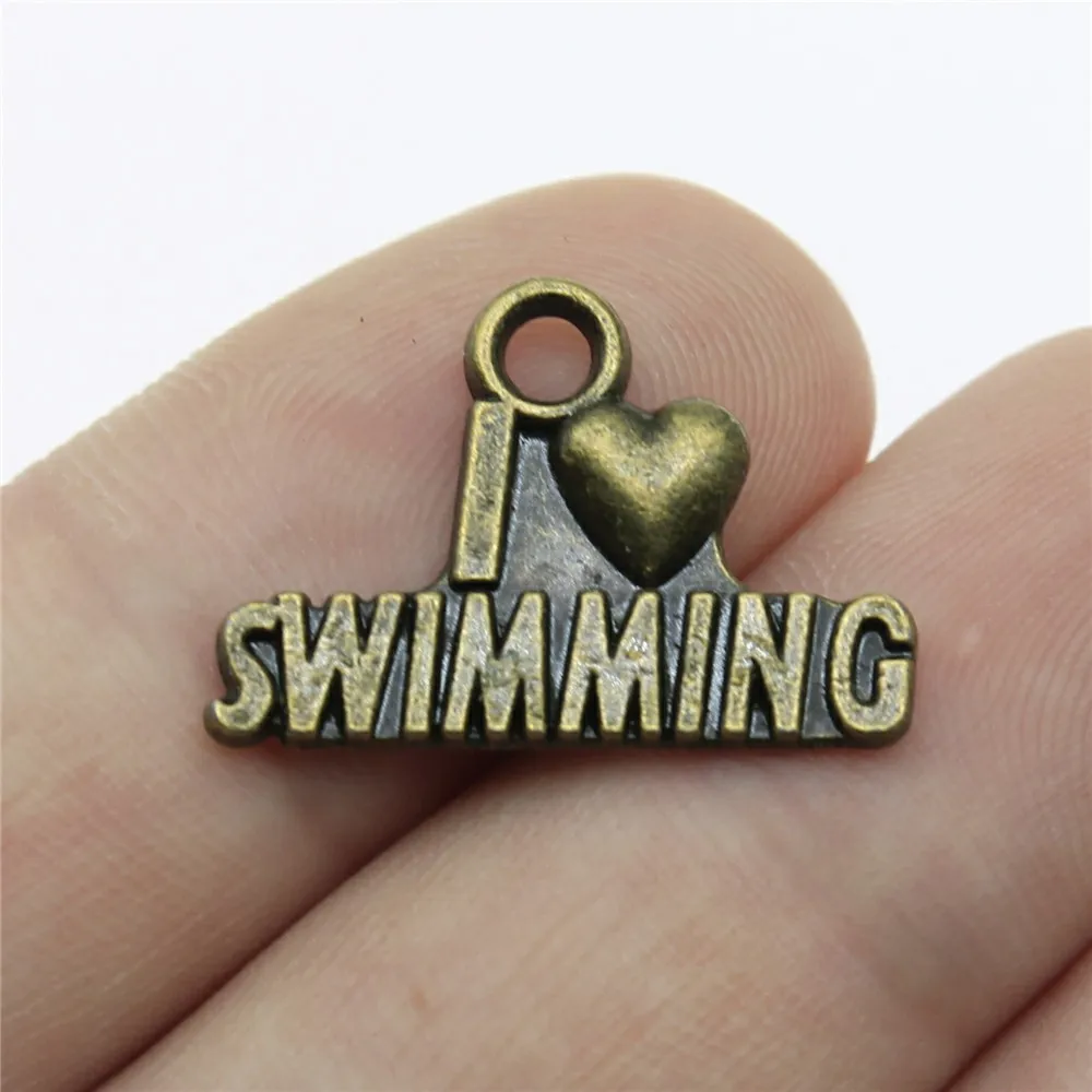 WYSIWYG 10 шт. 22x15 мм Шарм I Love Swimm 3 цвета шармы Heart для изготовления ювелирных изделий |
