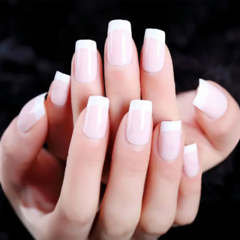 Натуральные накладные ногти для французского маникюра 24 шт. акриловые с полным