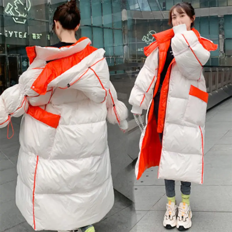 

Женский длинный пуховик, поступление, пуховик, Женская свободная одежда 2021, Качественная верхняя одежда с капюшоном, модное Стильное зимнее...