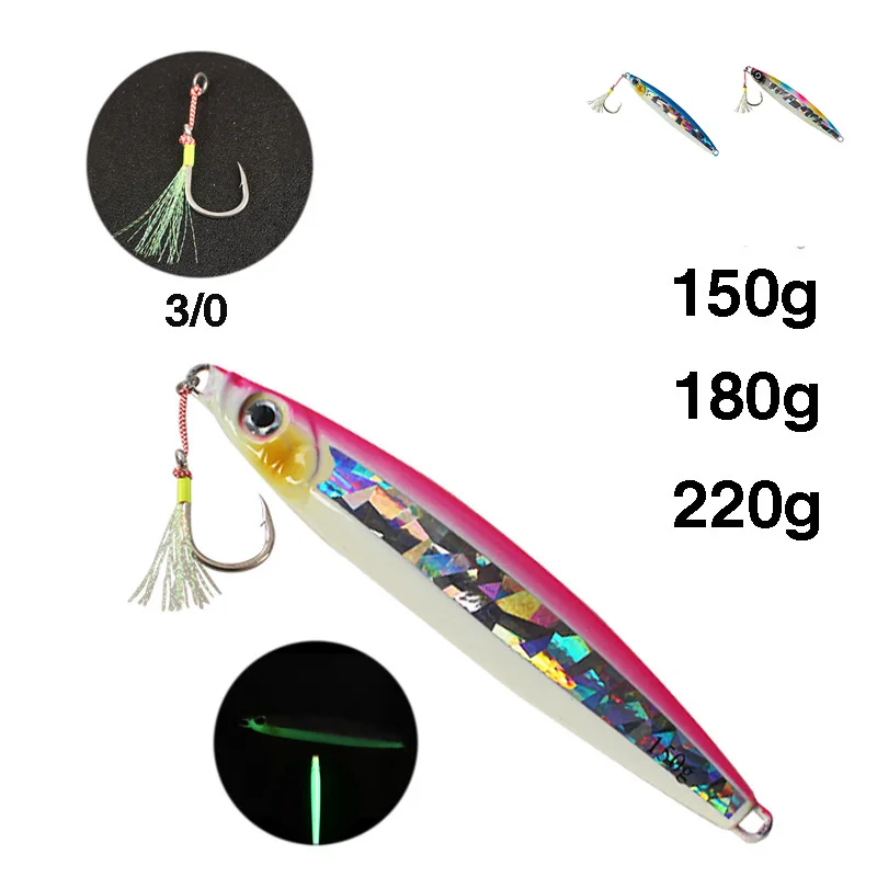 

Ley 150g 180g 220g Lead Metal Sinker Jigging Lure Slow Pitch Sinking Jig Deep Sea Artificial Fast Fishing Bait Seawater Ocean