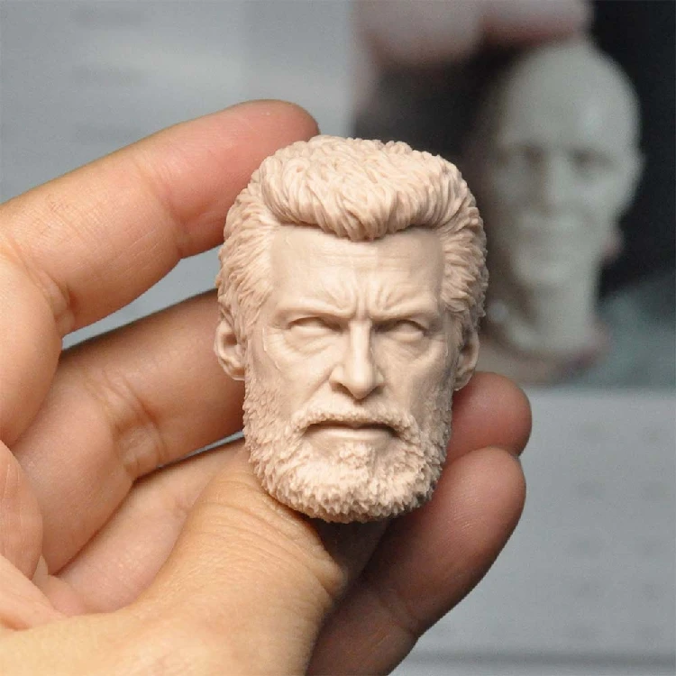 Модель неокрашенной головы старого Хиса Джекмана в масштабе 1/6 для 12 дюймов