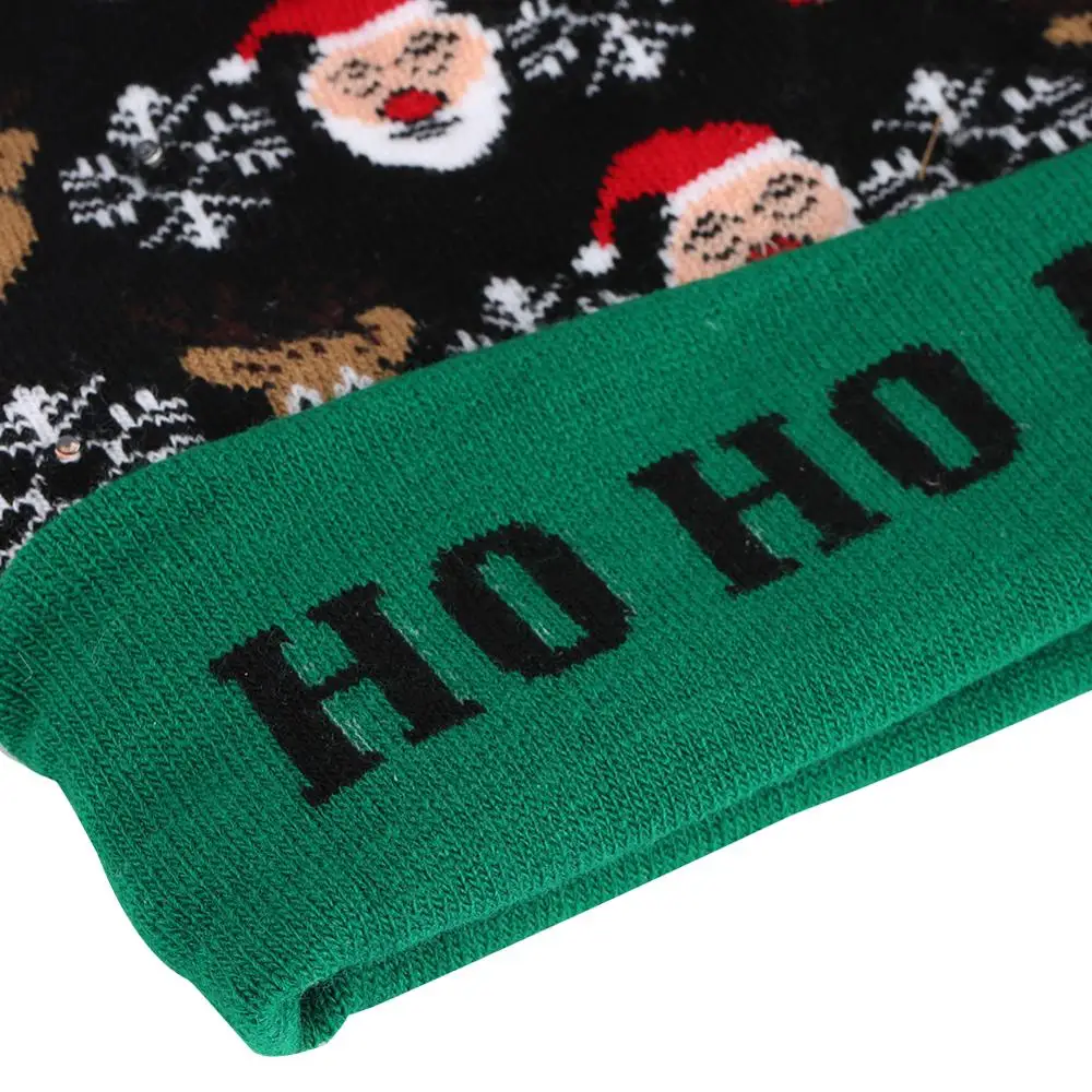 Черная Рождественская шапка Санта Клаус лося для женщин и мужчин шапки с