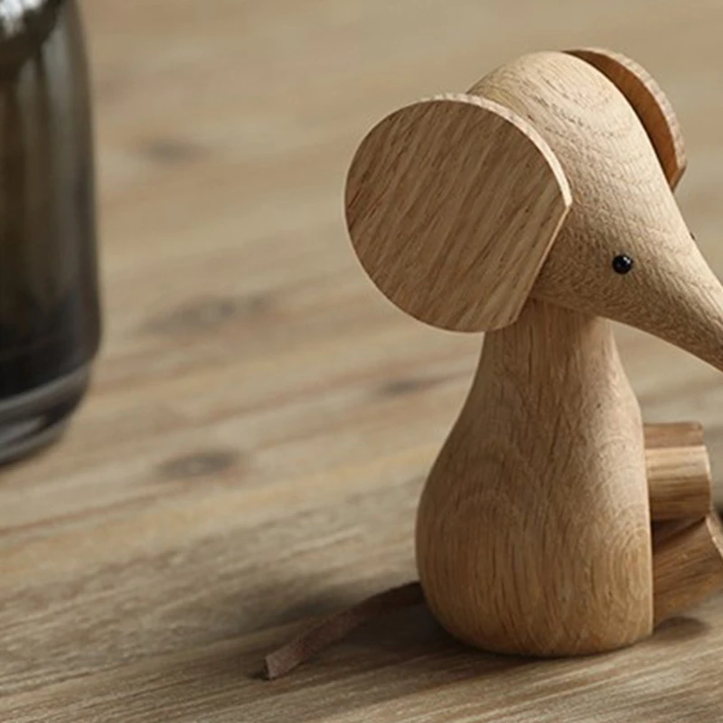 

Wood Elephant Household Furnishings Puppet Elephant Creative Wood Crafts for Children, Adults Home Decorations