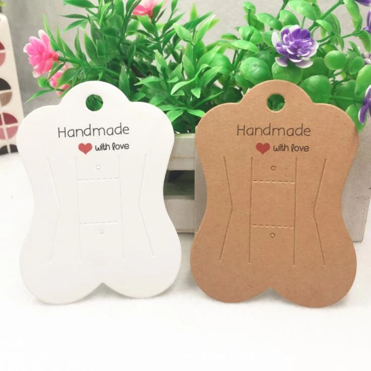 50pcs Handmade With Love Necklace Earring Jewelry Display Cards for Bracelet Packaging Holder DIY Package Card | Украшения и