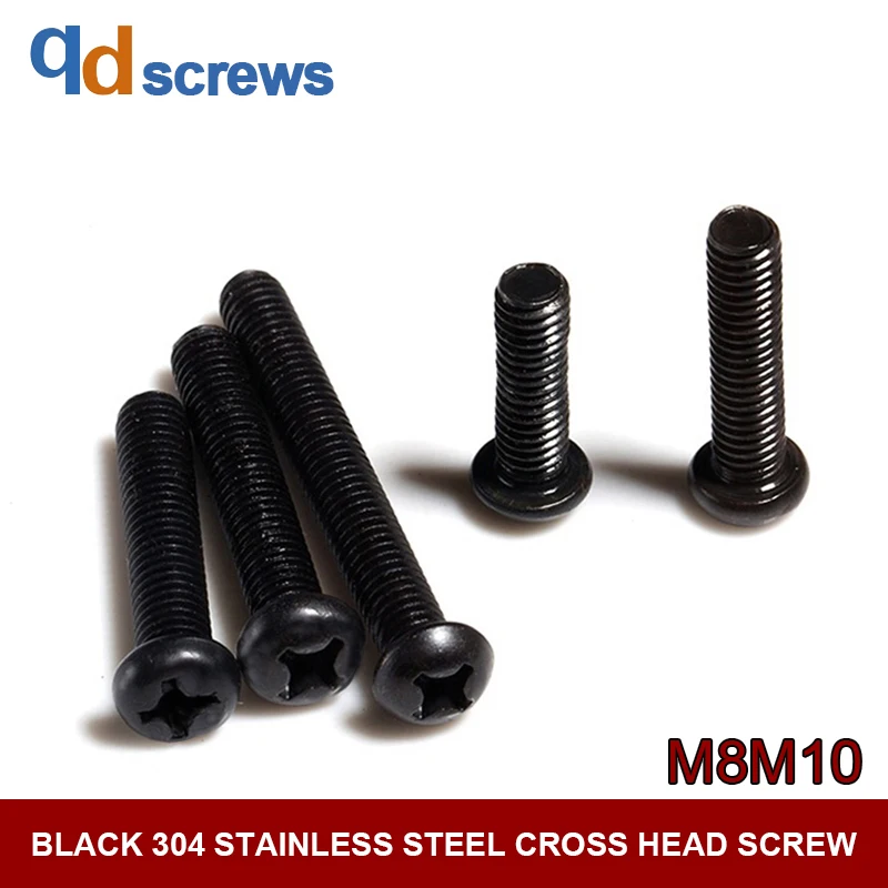 

Black Oxide 304 M8M10 cross round head stainless steel screw Pan head screws with cross recess GB818 DIN7985 ISO 7045