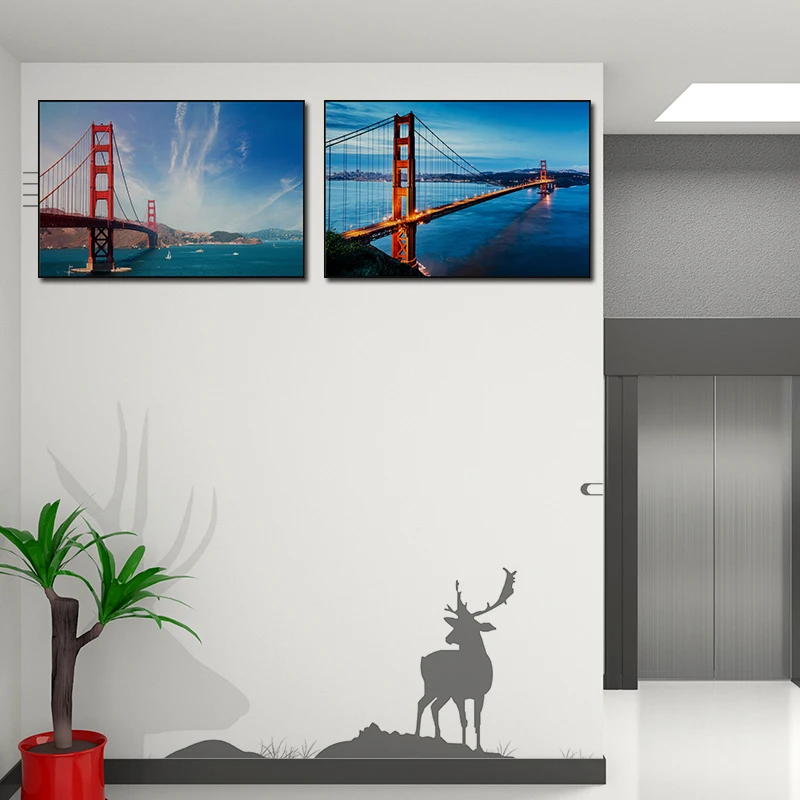 

Wall Art Canvas Poster Painting Prints Picture for Living Bedding Room Decor Painting Original City View Bridge Modern 2020 New