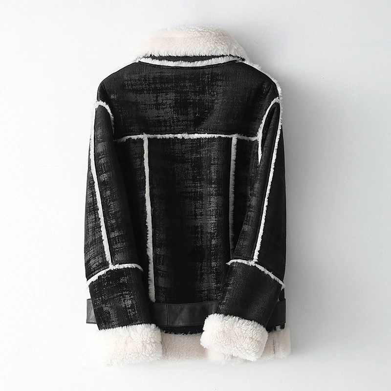 Пальто Зимняя женская шуба из натурального меха Женская куртка короткой овечьей