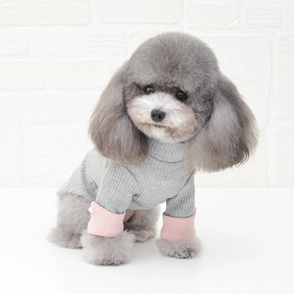Скидка Зимняя одежда для маленьких собак, щенков, с длинным рукавом, Тедди бишон корги, однотонный эластичный свитер, кошачья рубашка, поставщик до...