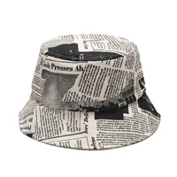 new printed newspaper summer korean style letters childrens fashion brand bucket street cool graffiti bucket hat