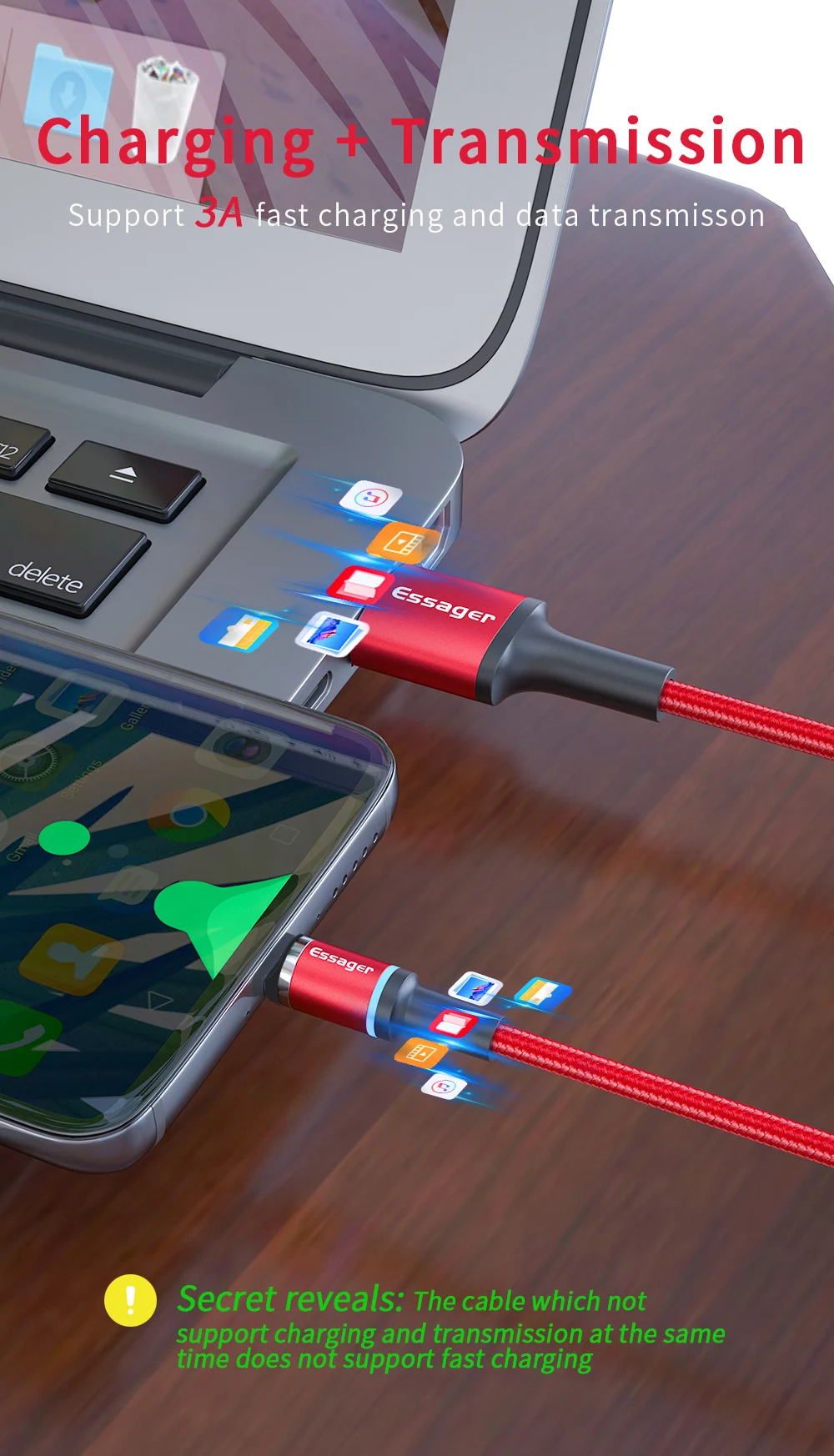 Магнитный кабель Micro USB Essager для IPhone samsung Android, кабель USB для быстрой зарядки, 3 м шнур, Магнитный адаптер зарядного устройства