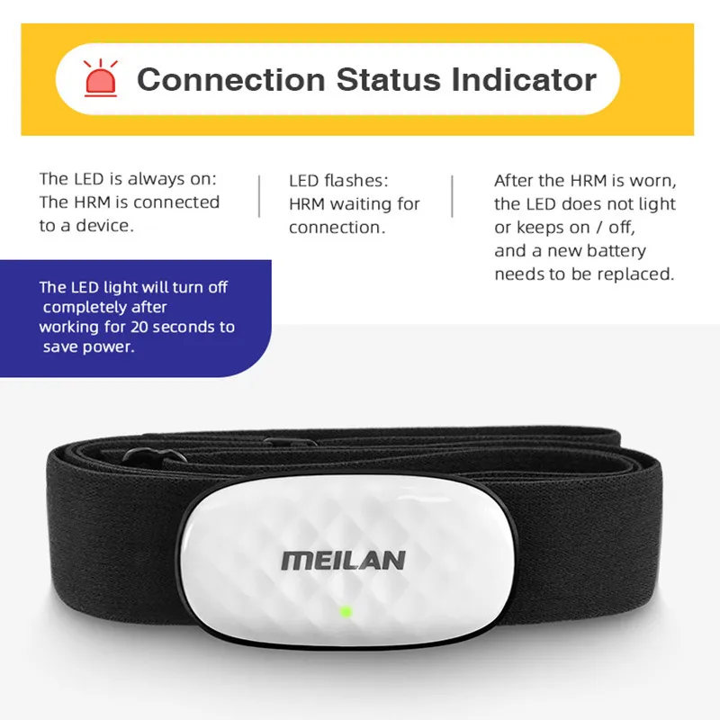 

Meilan Cycling Computer Parts C2 C5 Double-Sided Bike Computer Mount ANT+ Bluetooth Heart Rate Monitor Sensor Accessories