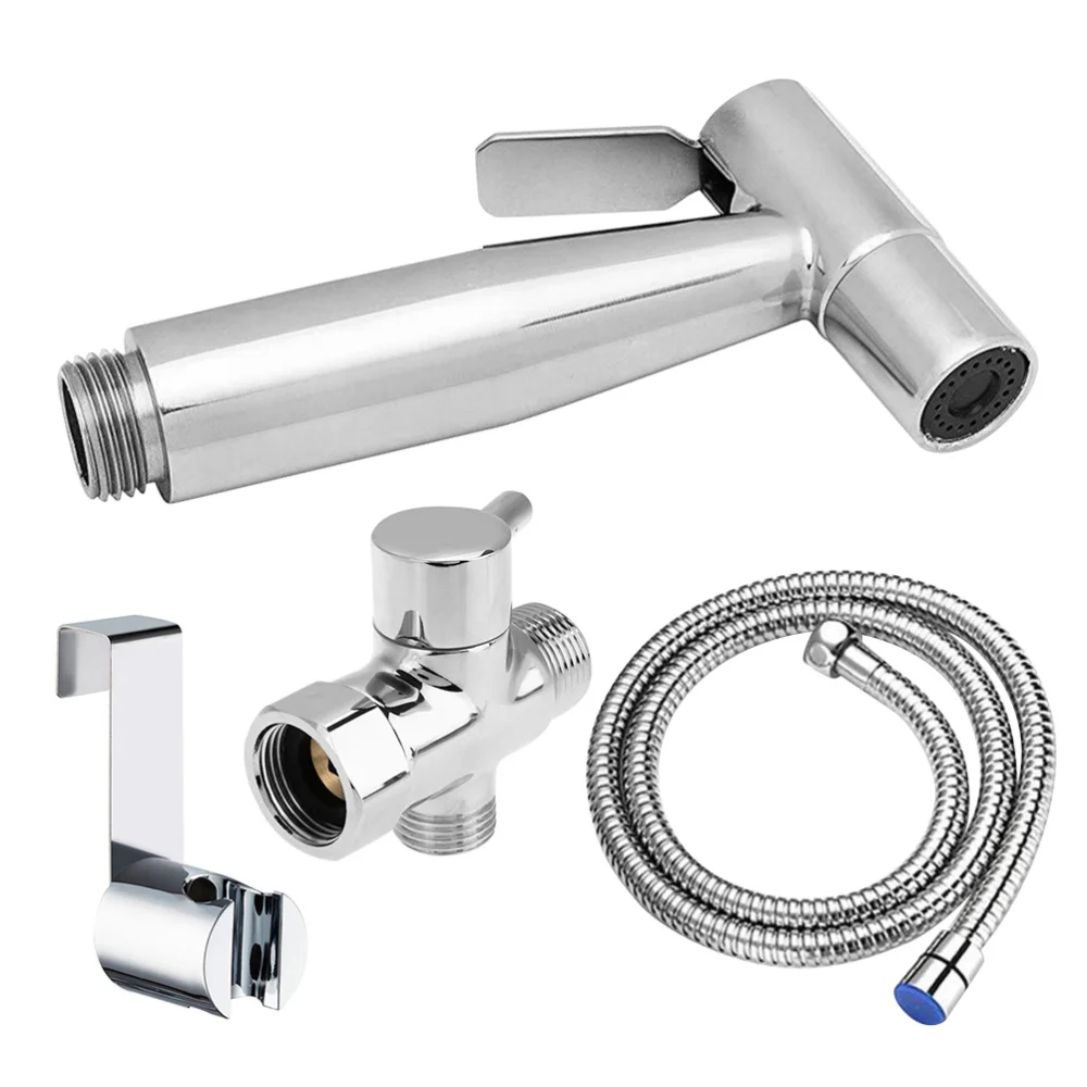 

1 Set of Stainless Steel Toilet Bidet Tap Set Handheld Shower Bathroom Sprayer Hygienic Shower Spray for Bathroom Bidet