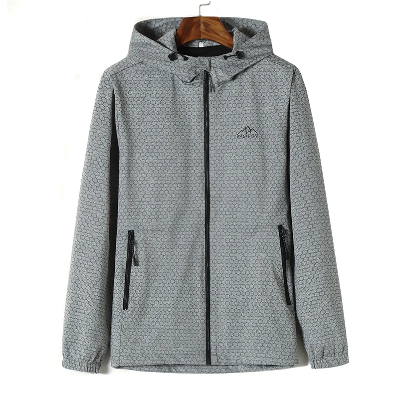 

big size 2020 New Men's Coat Printing Hooded Jacket Plus Size 6xl 7xl 8xl Spring And Autumn Fashion Business Casual Young Men