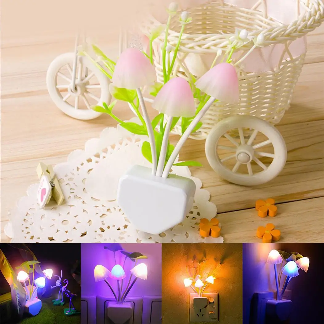 Красочный романтический сенсор светодиодный ночник США вилка водная трава лист