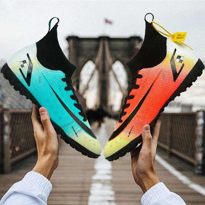 

High Ankle Football Shoes Long Studs Outdoor Football Training Boots Hot Sale Men's And Women's Football Non-Slip Shoes