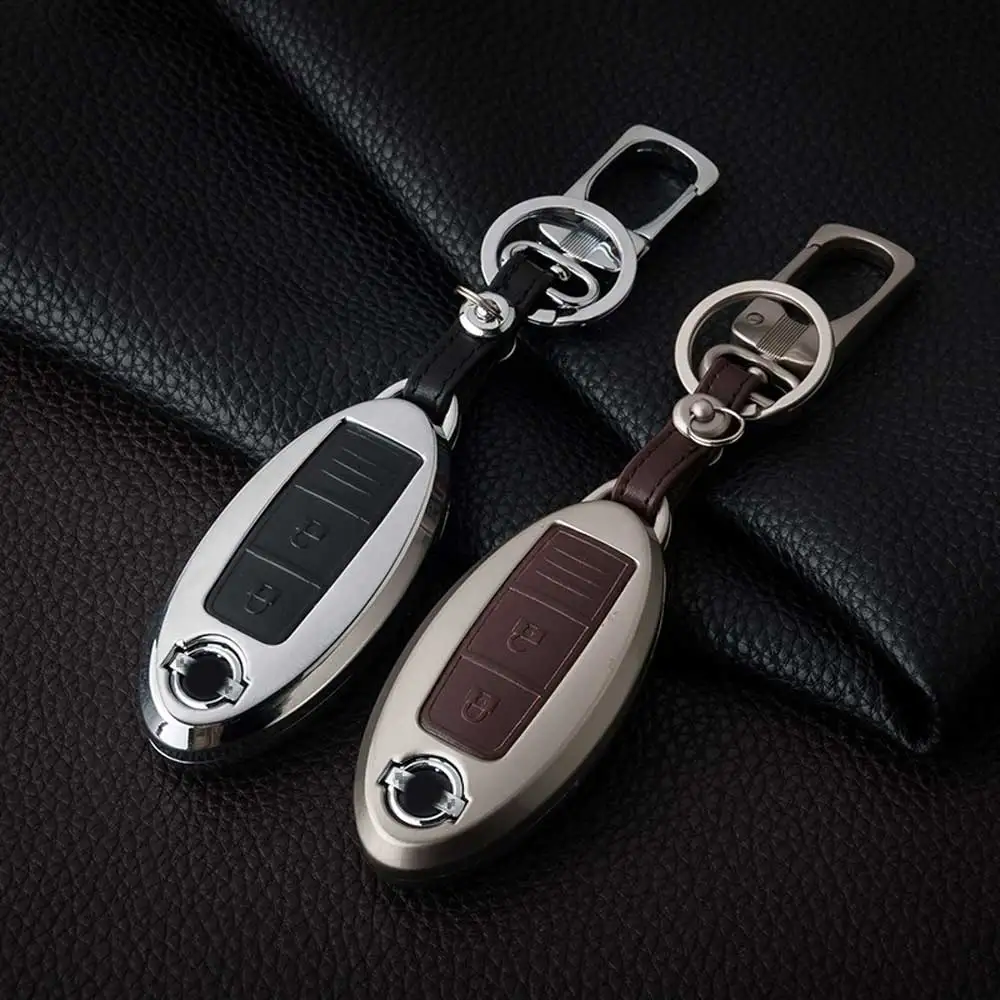 Чехол для автомобильного ключа из цинкового сплава и кожи Nissan Teana X-Trail Qashqai Note Livina