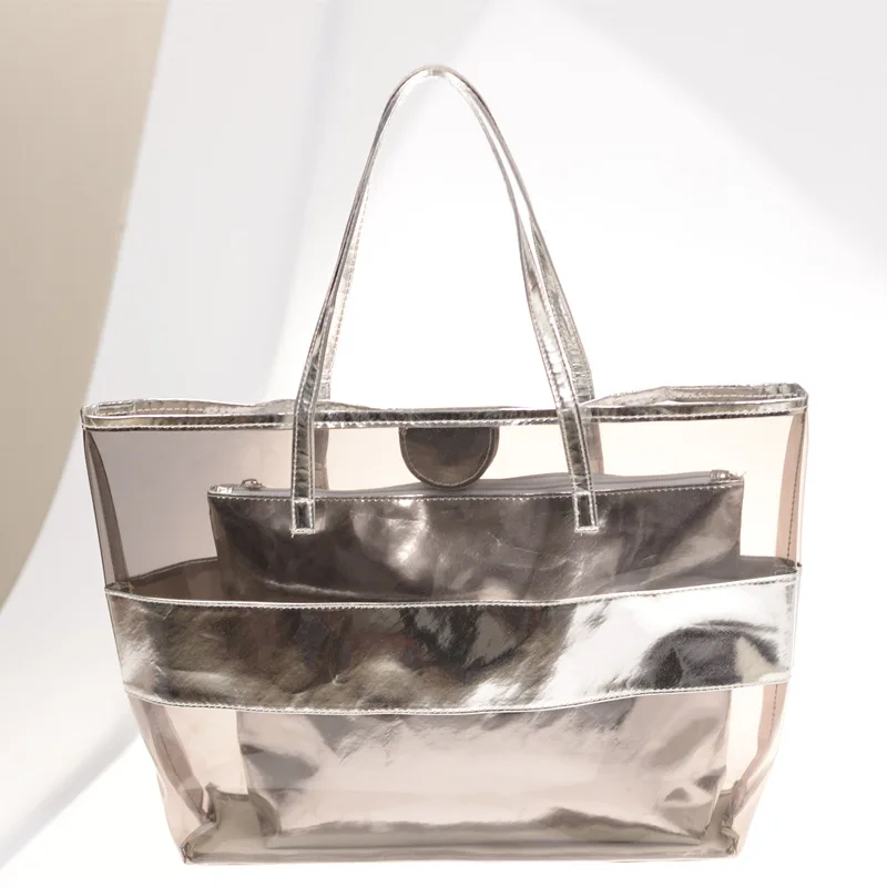 Женская прозрачная сумка из ПВХ прозрачные пляжные сумки желе Большая Сумка тоут