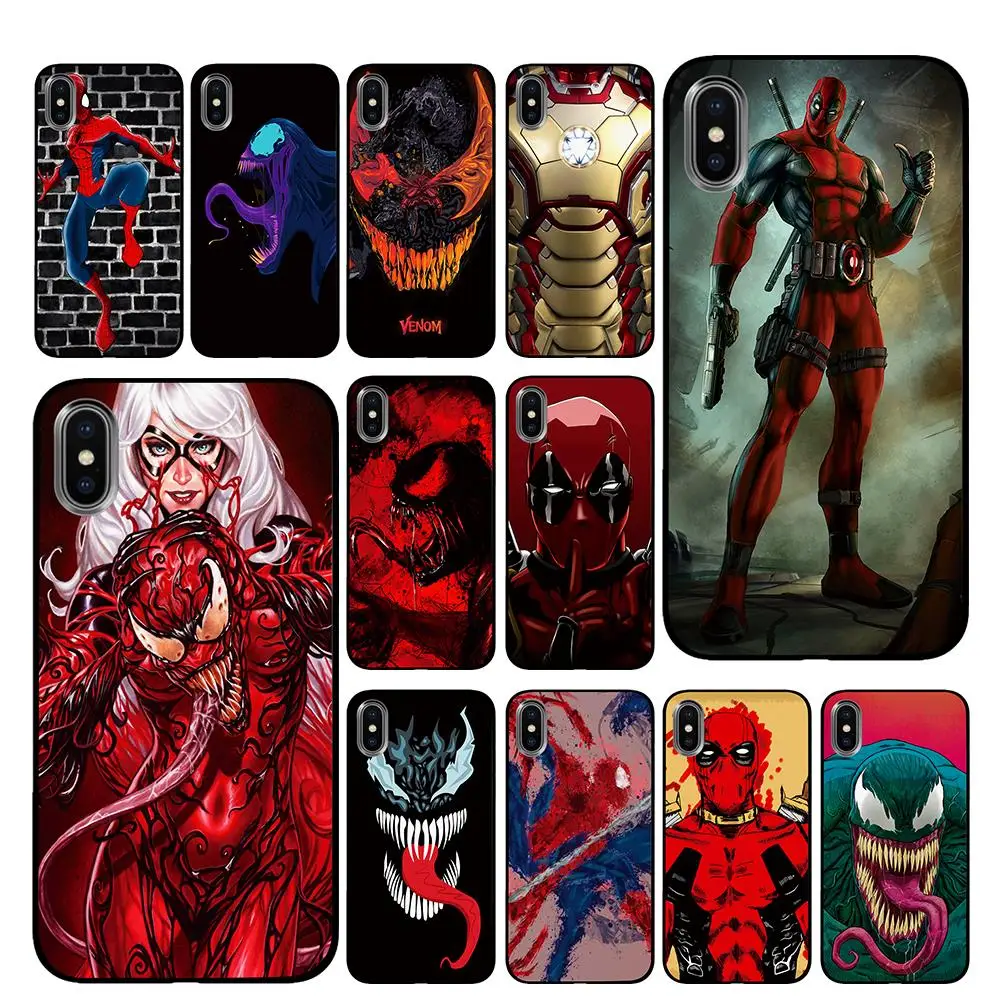 Веном Дэдпул черный чехол ТПУ для iPhone 5 5S 6 6s 7 8 Plus X XS XR 11 Pro Max | Мобильные телефоны и