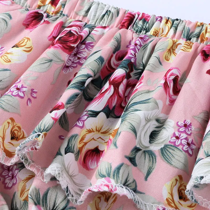 Шорты для девочек с цветочным принтом и оборками 100% хлопок летняя одежда