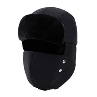 new winter fur warm windproof hat men women lei feng cap bomber faux fur ear flap cap black ski trooper cold anti snow caps