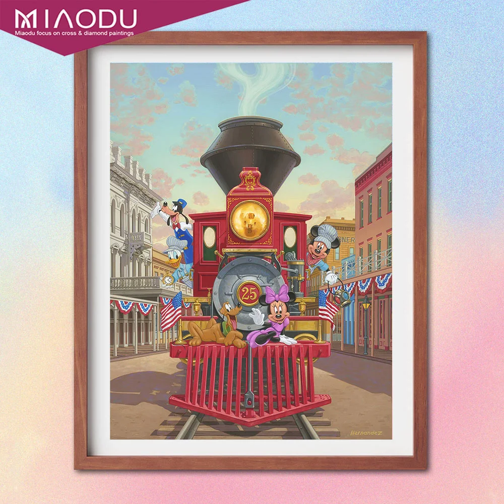 

DIY Diamond Painting Disney Mickey Mouse And Friends Train Cartoon Cross Stitch Embroidery Full Square Drill Mosaic Home Decor