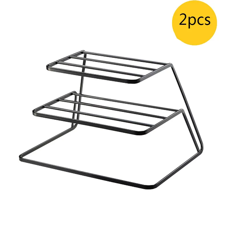 B-Black 2pcs Железка для кухни трехуровневое блюдо шкафа слоистых полка-контейнер для хранения столовой посуды полка блюдо организовать сушилка XI3051631 - Цвет: B-Black 2pcs