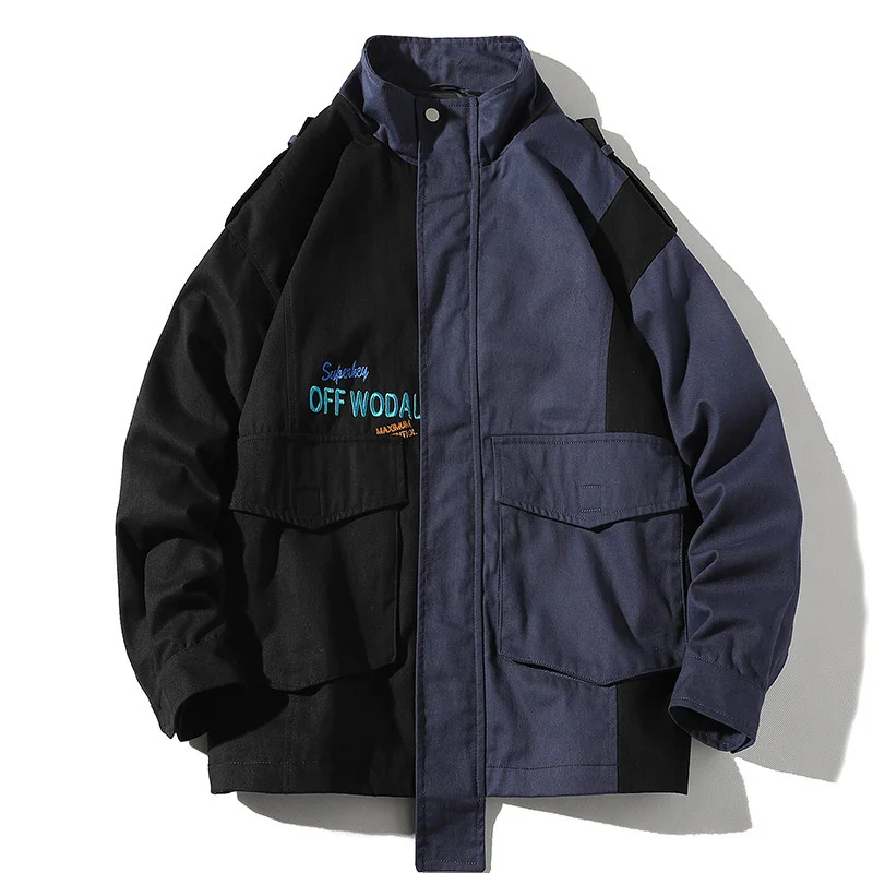 Повседневная мужская куртка в стиле хип-хоп уличная одежда пэчворк модное